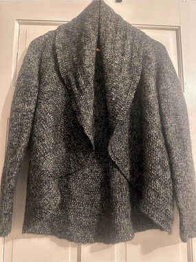Elena Solano Open Front Cardigan in Gray Size Small Wool Blend